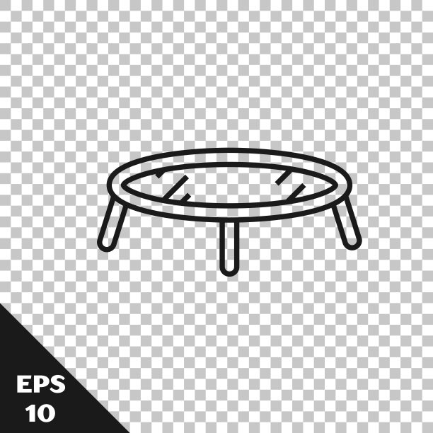 黑线跳跃蹦床图标孤立在透明的背景。矢量图图片下载