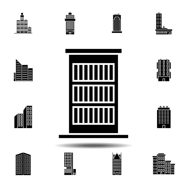 建筑轮廓图标：用于UI和UX、网站或移动应用程序的建筑图标集的简单细线轮廓矢量元素图片下载