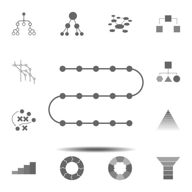 时间轴图标。简单的符号矢量元素的图表和图表设置图标的用户界面和用户体验，网站或移动应用程序图片下载