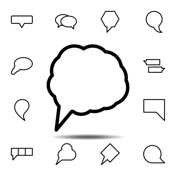 泡泡，聊天，云图标。简单的细线，轮廓矢量元素的聊天气泡图标设置为用户界面和用户体验，网站或移动应用程序图片下载