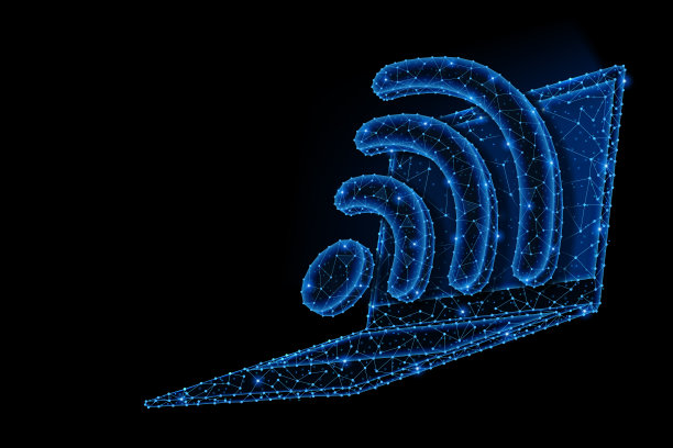 基于无线电波的笔记本电脑多边形光设计。图片下载