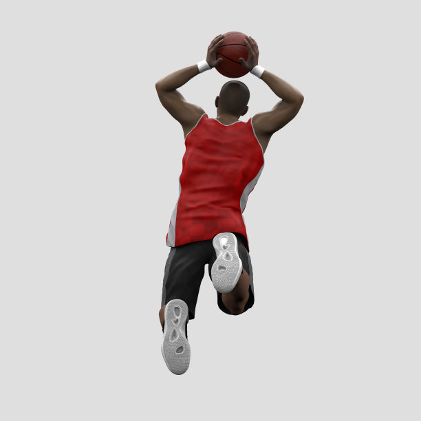 篮球运动员跳得如此高，收集所有的分数与他的扣篮3d渲染图片下载