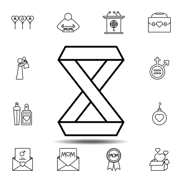 三八妇女节丝带图标UI/UX细线条轮廓矢量元素图片下载