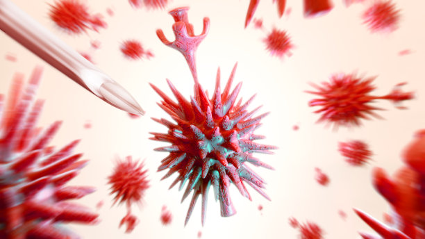 Corona VIRUS 2019nCoV的3D渲染。科学家采集了2020年1月在市首次发现的病毒样本。冠状病毒的显微镜特写。图片下载