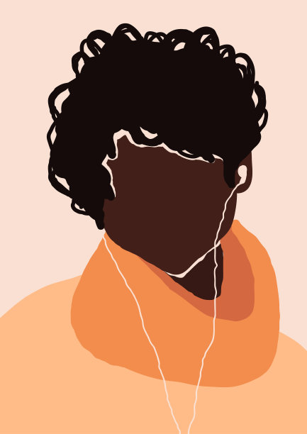 抽象现代年轻野蛮的非裔美国黑人男子肖像剪影图片下载