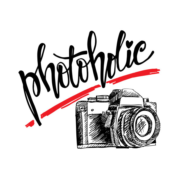 Photoholic手刻字。口号的概念。图片下载