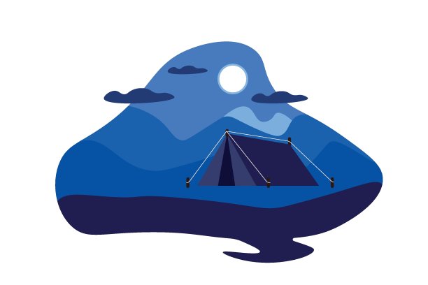 晚上的风景。山上。平design.vector图片下载