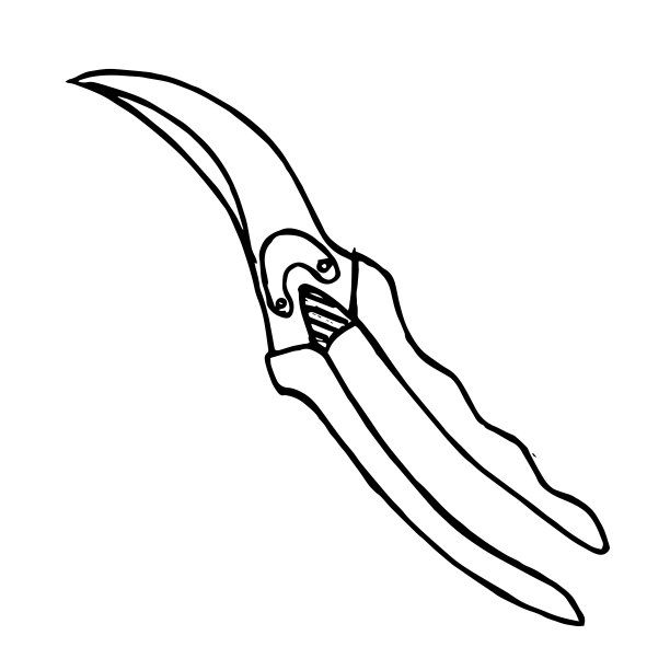 花园剪刀的创意手绘。插图孤立在白色。图片下载