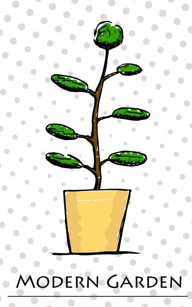 一株植物的彩色手绘。现代花园插图。图片下载