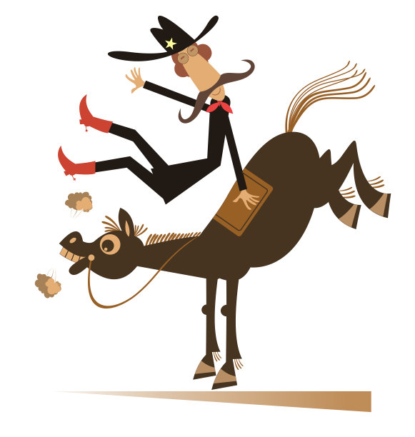 卡通骑手从马上摔下来的孤立插图图片下载