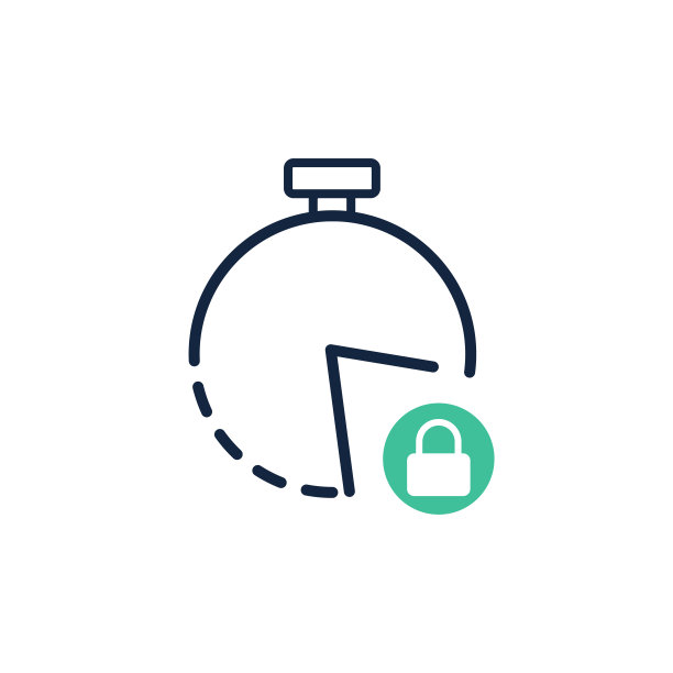 时间和时钟线与锁定符号，矢量插图图片下载