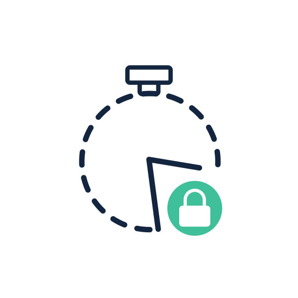 时间和时钟线与锁定符号，矢量插图图片下载