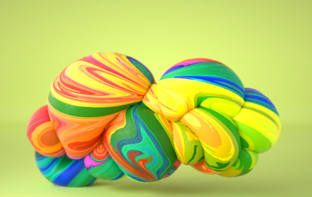 抽象的弯曲有机光滑的软形式与冷冻冰淇淋的纹理。计算机生成的插图。3 d渲染。图片下载