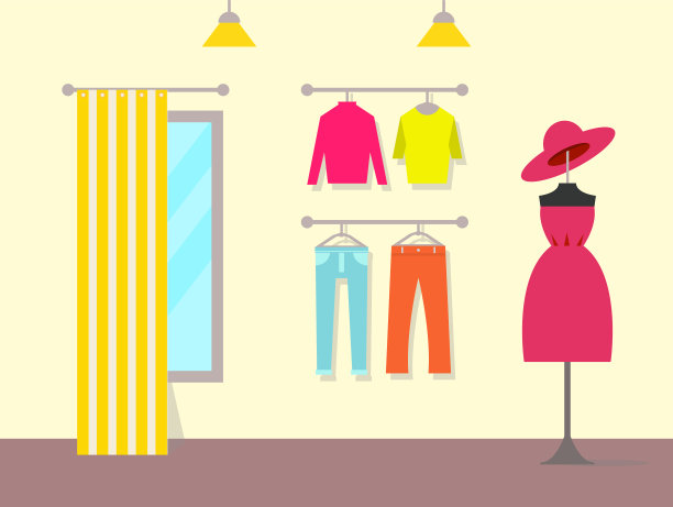 赏心悦目的服装室内，彩色海报图片下载