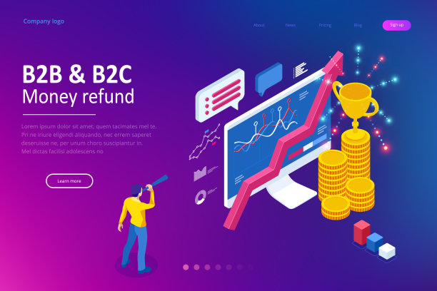 等距企业到企业营销，B2B解决方案，企业营销概念。网上业务、合作关系和协议图片下载