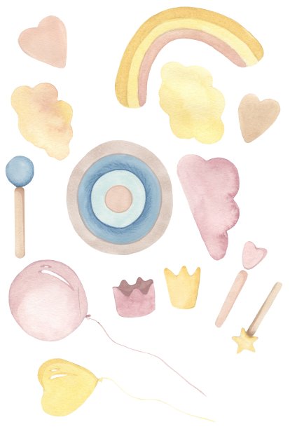 独角兽的儿童插图。贴纸的图片。图片下载