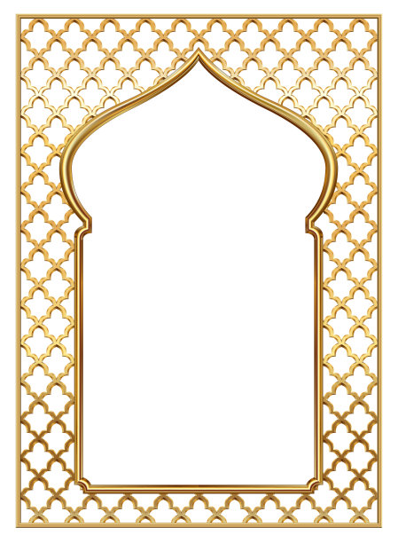 封面明信片金色东方复古拱门框架图片下载