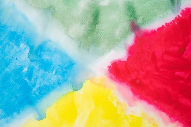 抽象派水彩画在4边和角与白色十字标志在中间。图片下载