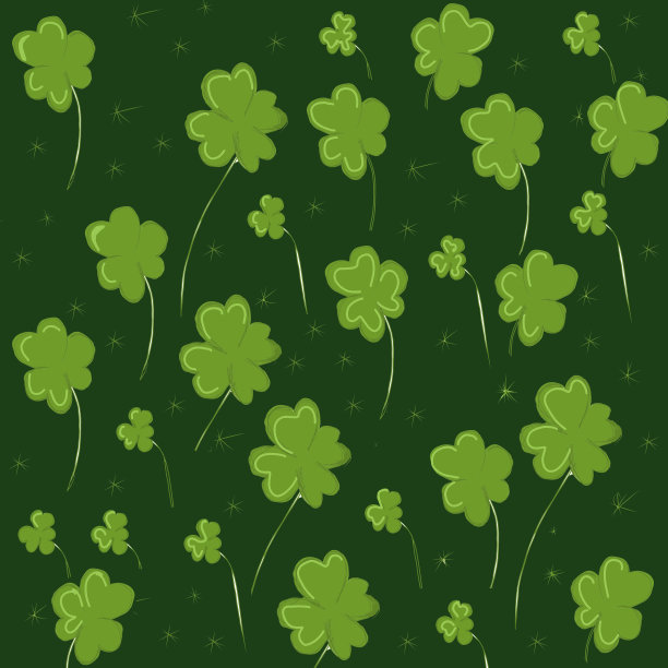 三片四叶草在深绿色的背景上图片下载