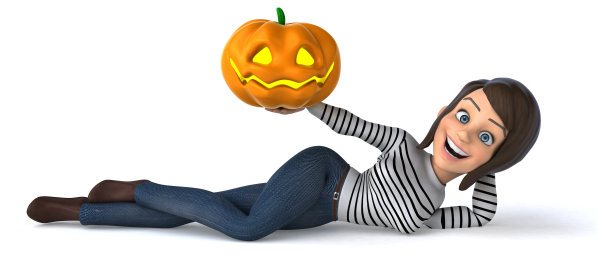 有趣的3D卡通休闲角色女人图片下载