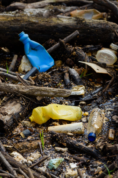 海滩的塑胶污染图片下载