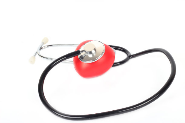 听诊器和心脏分离白色图片下载