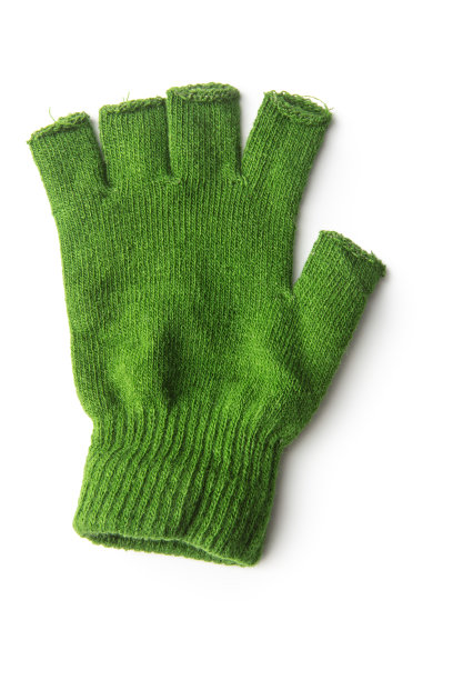 时尚:绿色无指手套孤立在白色背景图片下载