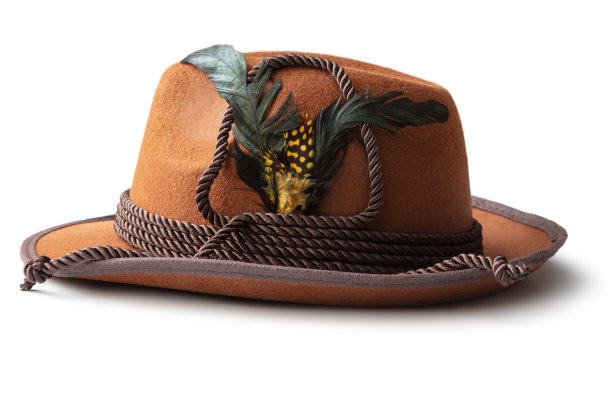 帽子:德国猎人的帽子孤立在白色背景图片下载