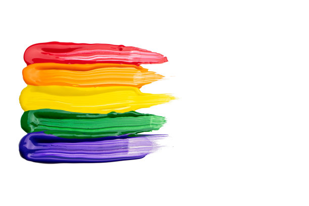 彩虹油彩纹理上隔离白色图片下载