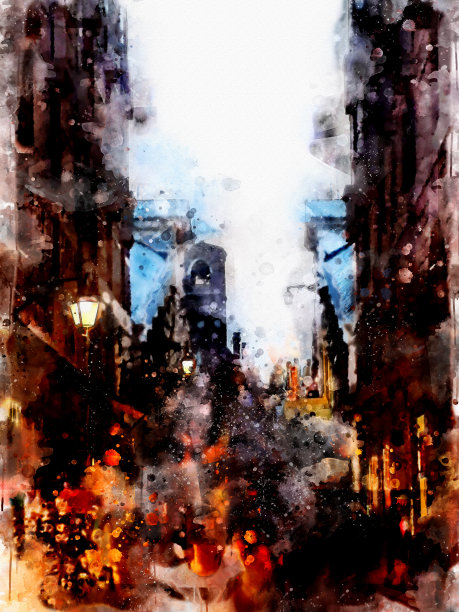 威尼斯运河实验数字素描图片下载