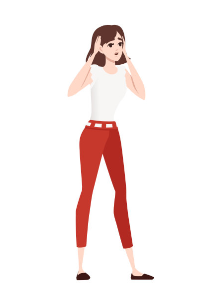 美丽的黑发女人与怀疑表达卡通人物设计平面矢量插图孤立在白色的背景图片下载