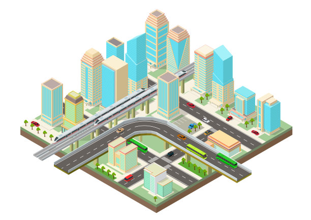 拥有摩天大楼、高速公路和交通的智能城市图片下载