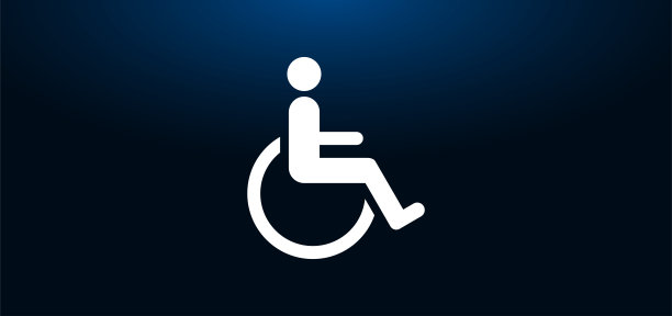 轮椅残疾图标水晶蓝色旗帜背景图片下载