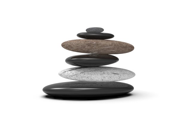 瑜伽石在孤立的白色背景，3D渲染图片下载