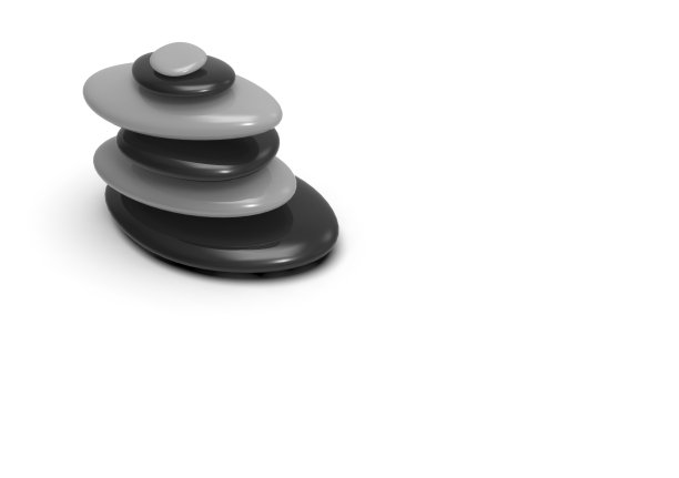 瑜伽石在孤立的白色背景，3D渲染图片下载