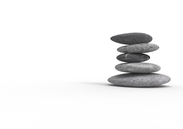 瑜伽石在孤立的白色背景，3D渲染图片下载