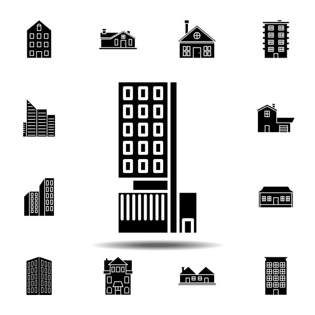 建筑轮廓图标：用于UI和UX、网站或移动应用程序的建筑图标集的简单细线轮廓矢量元素图片下载