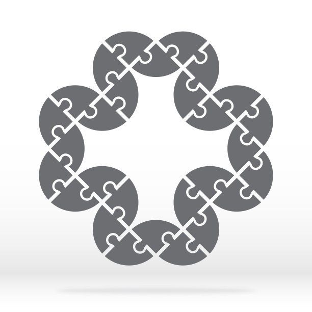 简单的图标谜题在灰色。简单的图标拼图28个元素的灰色背景。28块多边形拼图。拼图。EPS10。图片下载