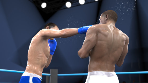 完美的时间完美的猛击从蓝色角拳击匹配3d渲染图片下载