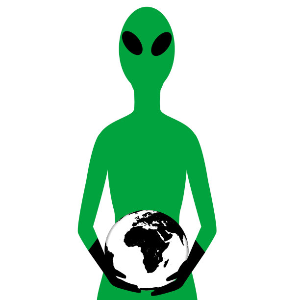 抽象的概念与外星人手中的地球图片下载