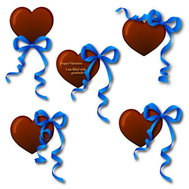 心形巧克力和丝带装饰，图片下载