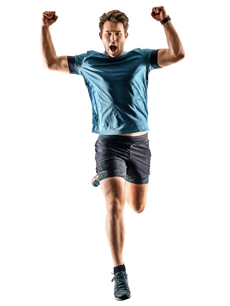跑步者，跑步者，慢跑者，年轻男子，孤立的白人背景图片下载