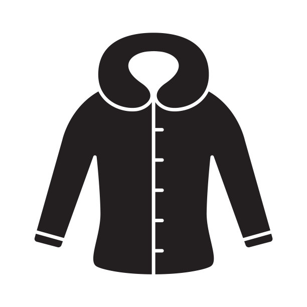 裁剪剪影适合外套或夹克与帽图标图片下载