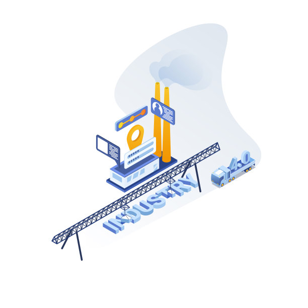 智能工业4.0等角图。物联网技术。有工人和机器人的高效智能工厂。用户与平板电脑连接，并与网络物理系统共享数据。图片下载