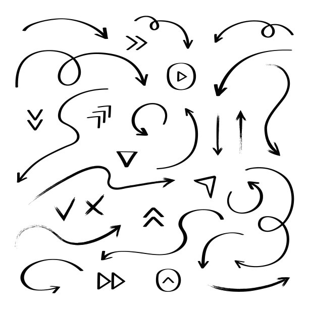 超级设置不同形状的手绘箭头。矢量图形设计图片下载