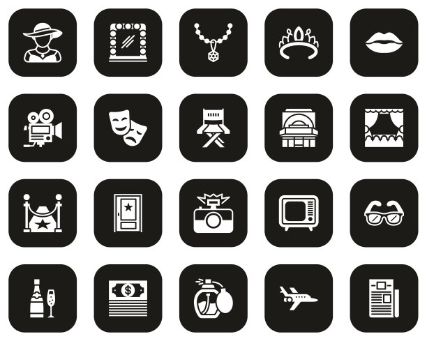 电影或剧院的女演员象征白色在黑色设置大图片下载