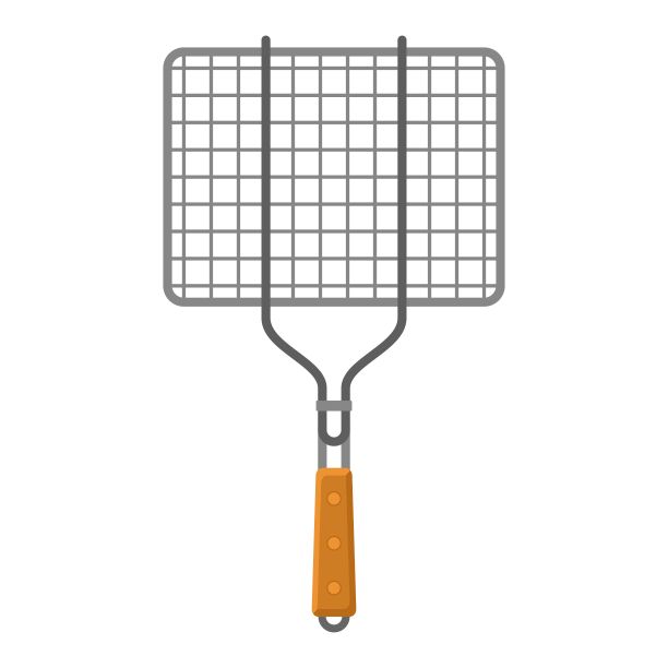 栅格烧烤架烹饪在火上孤立的白色背景。向量图片下载