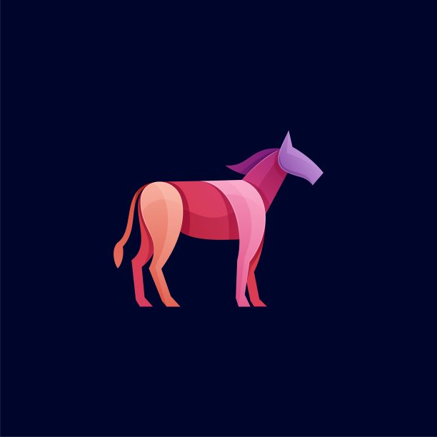 矢量插图野马梯度颜色充分。图片下载