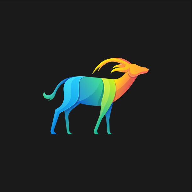 矢量插图Roan羚羊梯度彩色。素材图片