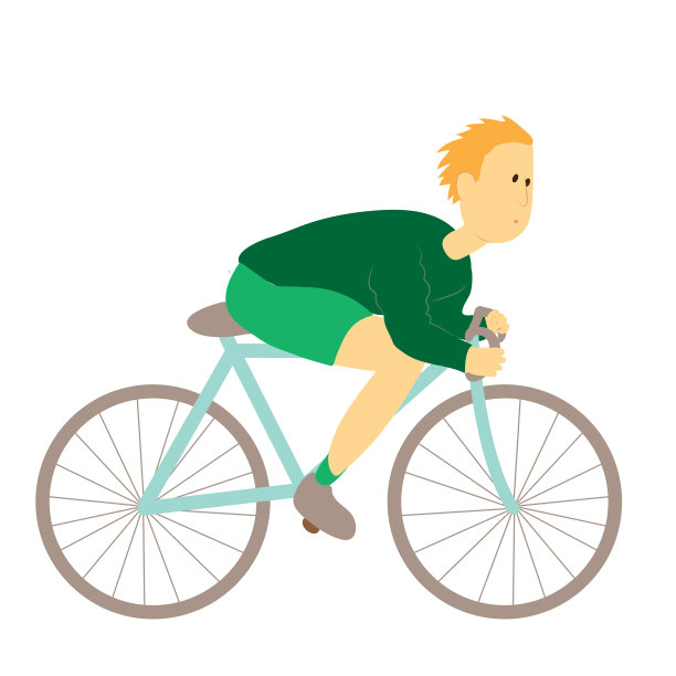 成熟的男人用思想泡泡骑着自行车，扁平化的图标图片下载